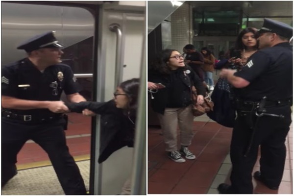 Los Angeles Cop Caught On Video Pulling Woman From Train For Having